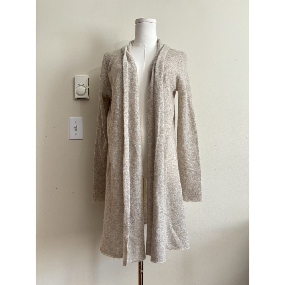 White + Warren Essentials Womens Large 100% Cashmere Knit Cardigan Sweater Beige